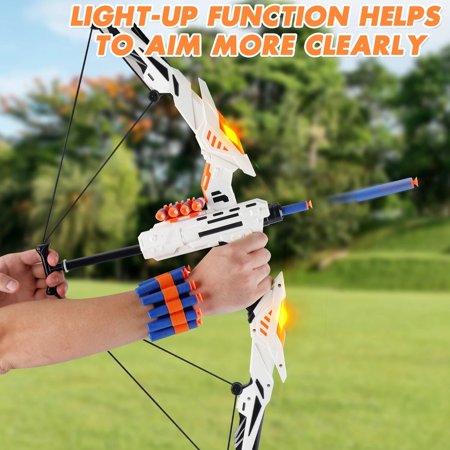 Kids Soft Dart Archery Set with LED Lights for Safe Play