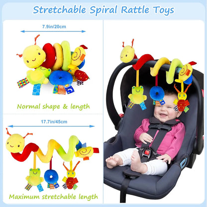 Infant Spiral Car Seat Toys – Plush Sensory Rattle
