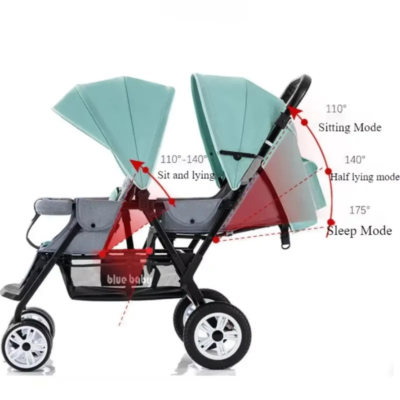 Double Stroller Front & Rear Seats – Lightweight Foldable