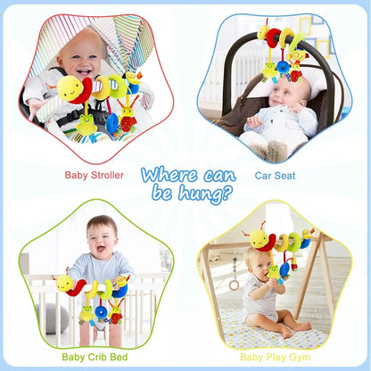 Infant Spiral Car Seat Toys – Plush Sensory Rattle