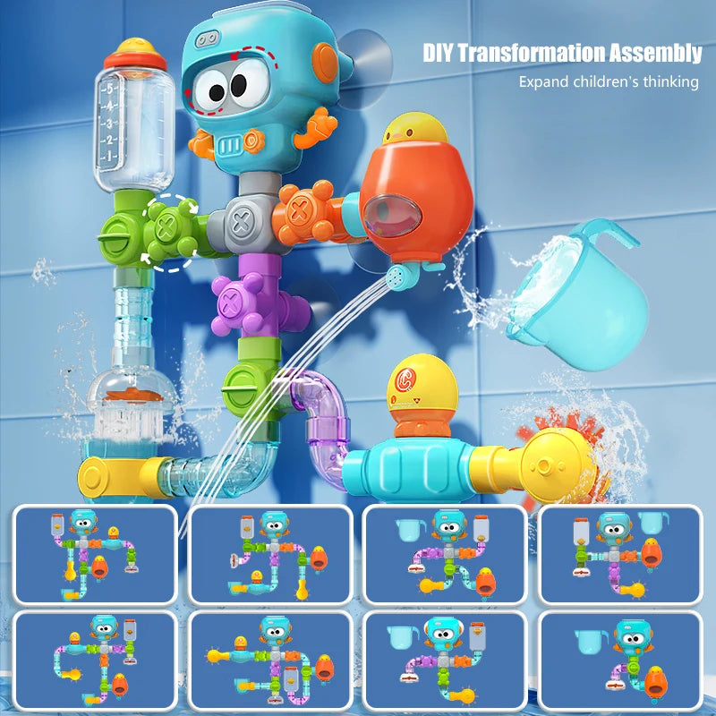 Baby Bath Toys DIY Water Pipe Set with Strong Suction