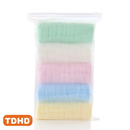 Baby Cotton Gauze Saliva Towel Set – Soft & Absorbent 5-Pack