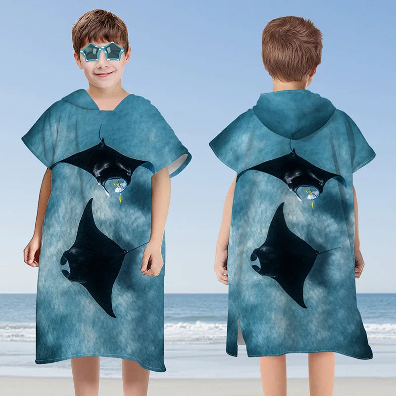 Children Microfiber Beach Towel Cape – Quick-Dry Comfort