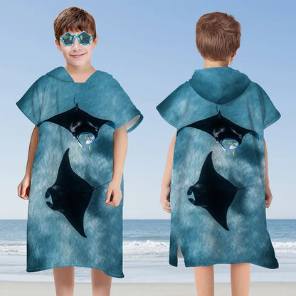 Children Microfiber Beach Towel Cape – Quick-Dry Comfort