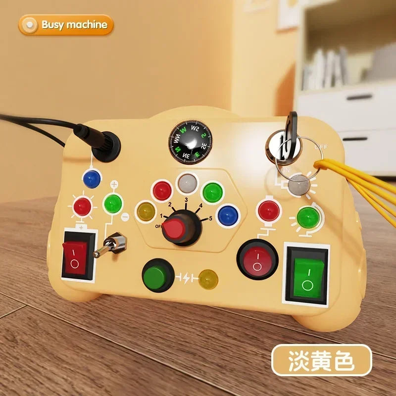 Montessori Busy Board with LED Light – Sensory Play Fun
