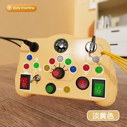 Montessori Busy Board with LED Light – Sensory Play Fun