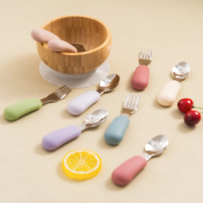 Baby Silicone Fork & Spoon – Safe Portable Feeding Set